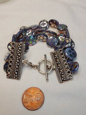 Oil Slick Glass Bead Bracelet